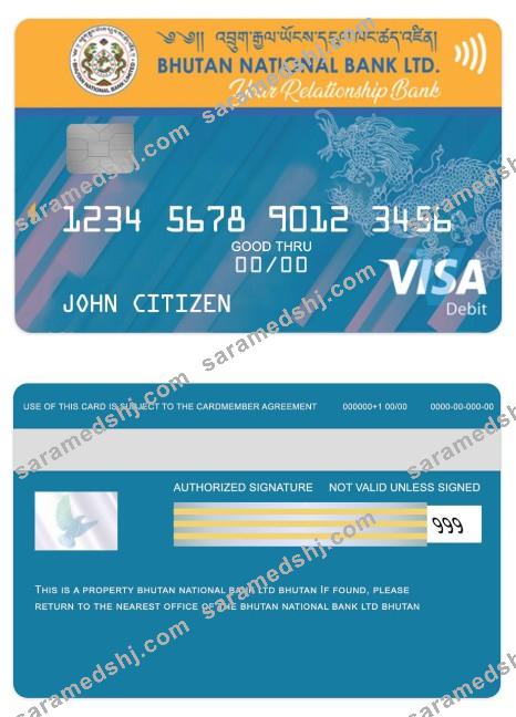 Bhutan national bank LTD visa debit card